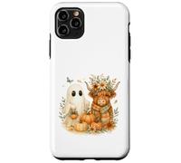 Highland Cow & Ghost Pumpkin Patch Watercolor Halloween Custodia per iPhone 11 Pro Max