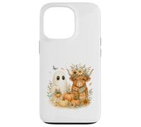 Highland Cow & Ghost Pumpkin Patch Watercolor Halloween Custodia per iPhone 13 Pro