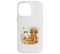 Highland Cow & Ghost Pumpkin Patch Watercolor Halloween Custodia per iPhone 14 Pro Max
