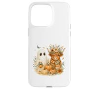 Highland Cow & Ghost Pumpkin Patch Watercolor Halloween Custodia per iPhone 15 Pro Max
