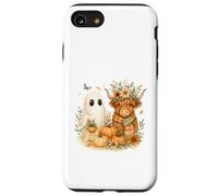 Highland Cow & Ghost Pumpkin Patch Watercolor Halloween Custodia per iPhone SE (2020) / 7/8