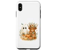 Highland Cow & Ghost Pumpkin Patch Watercolor Halloween Custodia per iPhone XS Max