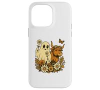 Highland Cow Ghost - Spooky Cute Retro Halloween Floral Custodia per iPhone 14 Pro Max