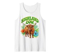 Highland Cow Groovy Floreale Acquerello Boho Highland Cow Canotta