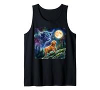 Highland Cow Howling at The Moon Night Sky Animal Art Canotta