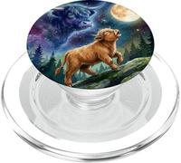 Highland Cow Howling at the Moon Night Sky Animal Art PopSockets PopGrip per MagSafe