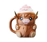 Highland Cow Ice Pint Holder | 3D Printing Ice Cream Pint Holder Containers with Antifreeze Handle and Spoon, Leak Proof Beer Can Cup Home Decor for Freezer Soda Camping Trip Movie Nights Picnic