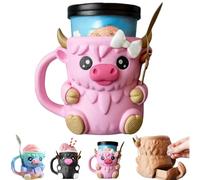 Highland Cow Ice Pint Holder,Cute Animal Penguin Ice Cream Pint Cup Container with 2 Spoons,3D Printed Reusable Popsicle Containers,Fun Gift For Ices Cream Lovers