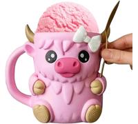 Highland Cow Ice Pint Holder,Ice Cream pinta maniche copertura con cucchiaio e manico, carino animale gelato contenitore refrigerante a prova di perdite ghiacciolo accogliente birra lattina tazza