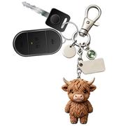 Highland Cow Keychain Gift Set | 3D Cute Resin Cattle Key Ring With Birthstone & Blessing Card, Mini Animal Charm Accessory | Purse Handbag Backpack Car Pendant For Teens Family Birthday Keepsake