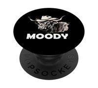 Highland Cow Lover Moody Western Cattle Rancher PopSockets PopGrip Adesivo