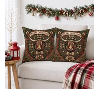 Highland Cow Merry Christmas - Set di 2 federe per cuscino, 45 x 45 cm
