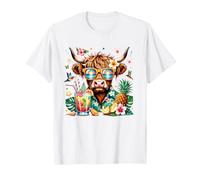 Highland Cow Occhiali da Sole hawaiani Vacanze estive Maglietta