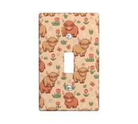 Highland Cow, piastra di copertura per interruttore della luce singola, allegri tulipani fantasiosi con farfalle e farfalle, beige, in plastica, dimensioni standard, per nuovo appartamento, casa