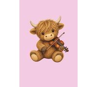 Highland Cow Playing the Violin Pink Journal Notebook: 120 Pages, Lined, 6x9