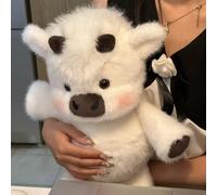 Highland Cow Plush Doll,Cute Scottish Cow Furry Cattle Dolls,Soft Stuffed Creative Running Cows Stuffed Animal,Warmth Comfort Plush Highland Cows Doll for Home Decor & Gifts (White, 45cm/ 17.7in)