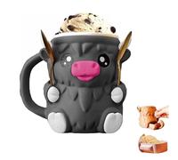 Highland Cow, porta gelato riutilizzabile, con cassetto e manico per snack, simpatico contenitore refrigerante per gelato, regalo carino per gli amanti dei dessert (nero)