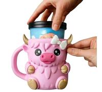 Highland Cow - Porta pinta per gelato, con scomparti per cucchiaio e zoccoli, per pinte da 473,6 g, a prova di perdite, contenitore refrigerante, per gli amanti della mucca delle Highland (rosa, 16 x