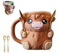 Highland Cow - Porta pinta per gelato, con scomparti per cucchiaio e zoccoli, per pinte da 473,6 g, a prova di perdite, contenitore refrigerante, per gli amanti della mucca delle Highland (marrone con