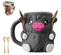 Highland Cow - Porta pinta per gelato, con scomparti per cucchiaio e zoccoli, per pinte da 473,6 g, a prova di perdite, contenitore refrigerante, per gli amanti della mucca delle Highland (nero con 2