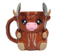 Highland Cow - Porta pinta per gelato - Simpatico portabevande isolato per pinte, lattine di birra o ghiaccioli - Divertente regalo e decorazione con mucca delle Highland - con poggiapolsi e cucchiai