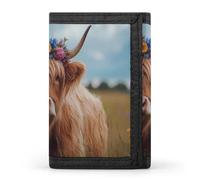 Highland Cow, portafogli a tre ante con porta carte di credito e 8 scomparti per chiavi, finestra per foto, per uomini e donne, Stile 31., Taglia unica, Per tutte le stagioni