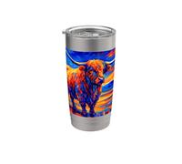 Highland Cow Post-impressionismo Bicchiere termico in acciaio inox doppia parete