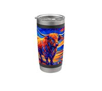 Highland Cow Post-impressionismo Bicchiere termico in acciaio inox doppia parete