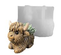 Highland Cow Resin Planter Mold Silicone Craft Supplies for Flower Pots Epoxy Wax Clay Jewelry Box Home Decor Candy Jar Art Projects, Creative Planter Mold for Farm Animal Design