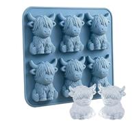 Highland Cow - Stampo per a forma di mini cubo 3D a forma di animale, in silicone, adorabile accessorio per bevande, divertente regalo per amici come decorazione per bevande