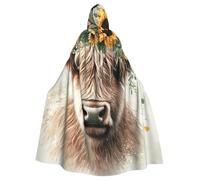 Highland Cow Sunflower - Mantello da strega con cappuccio, per costume di Halloween