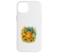 Highland Cow Sunflower Watercolor with Teal Bow Custodia per iPhone 14 Plus
