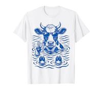 Highland Cow Sunglasses Lake Float Summer Vibes Maglietta