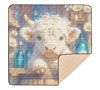 Highland Cow, tappetino da gioco per bambini, in morbida schiuma, per interni ed esterni, leggero, da viaggio, per bambini, 127 x 127 cm