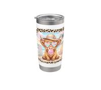 Highland Cow, tavola da surf sulla sabbia, estiva, con ghepardo leopardato Bicchiere termico in acciaio inox doppia parete