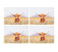 Highland Cow Tovagliette Sottopiatto Set Da 4 In Sughero Multicolore