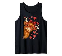 Highland Cow Valentine Women Funny Farm Mucca San Valentino Canotta