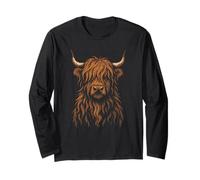 Highland Cow Vintage Artistic Cattle Scotland Pride Maglia a Manica
