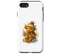 Highland Cow Winter Watercolor On Sled With Hot Cocoa Custodia per iPhone SE (2020) / 7/8