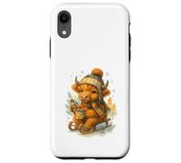 Highland Cow Winter Watercolor On Sled With Hot Cocoa Custodia per iPhone XR