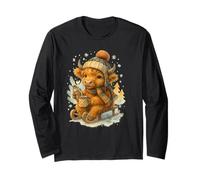 Highland Cow Winter Watercolor On Sled with Hot Cocoa Maglia a Manica