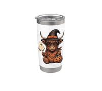 Highland Cow Witch's Hat Carino Spooky Halloween Costume Bicchiere termico in acciaio inox doppia parete