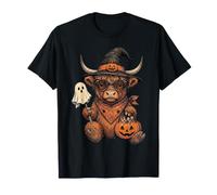 Highland Cow Witch's Hat Carino Spooky Halloween Costume Maglietta