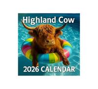 Highland Cows - Calendario a muro quadrato, divertente Highland Cow Wall Calender 2026, spesso maatel di carta, per studenti, insegnanti, casa, aula, scuola, appartamento