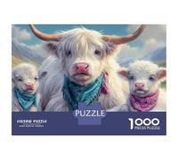 Highland Cows Puzzle in Cartone Extra Spesso Da 1000 Pezzi, Cute Animal, Regalo Divertente, Attività, Decorazione Casa, Hobby, Tempo Libero 52x38cm/1000pcs
