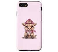 Highland Mucca Bere Cioccolata Calda Carino Mucca in Cappello Rosa Custodia per iPhone SE (2020) / 7/8