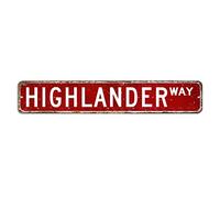 Highlander Cartello stradale con animali del bosco, 7,6 x 45,7 cm, in metallo resistente allo sbiadimento, targa artistica per casa, ufficio, camera, bar