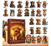 Highlands Cows Calendario dell'Avvento 2025, 24-Day 3D Highlands Cows Advent Calendars, Calendario Di Natale Ciondolo 3D, Crea momenti caldi di interazione e condivisione genitori-infanzia