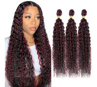 Highlight Bundles P1B99J Bundle di capelli umani ricci ondulati bicolore nero misto con bordeaux 3 fasci 28 28 28 pollici Ombre 99J rosso vino bagnato e ondulato Bundle