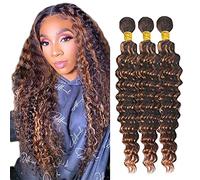 Highlight Deep Wave Bundles brasiliano capelli P4/30 capelli umani 3 fasci Tow Tone Hair Bundle Dark Brown Bundles Double Weft fasci per capelli umani da donna 8 10 12 pollici
